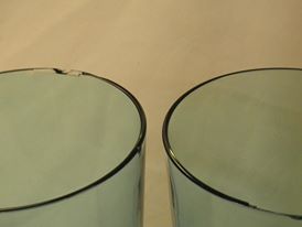 A chipped glass rim can be restored to make it useable again