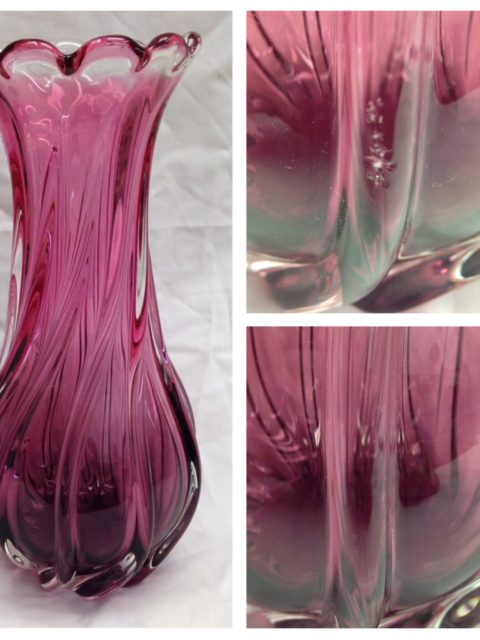 Large bruise removed from coloured glass vase