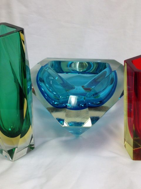 modern retro glass vases and dishes repaired and restored
